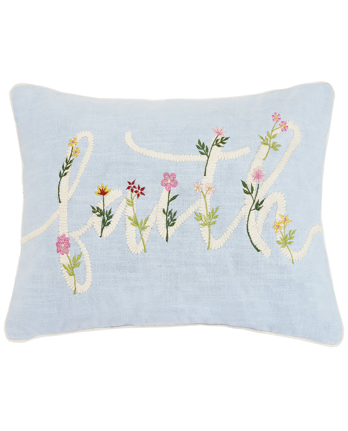 Floral Faith Cord Embordered Pillow
