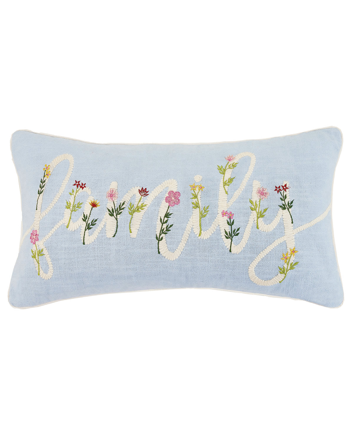 Floral Family Cord Embroidered Pillow