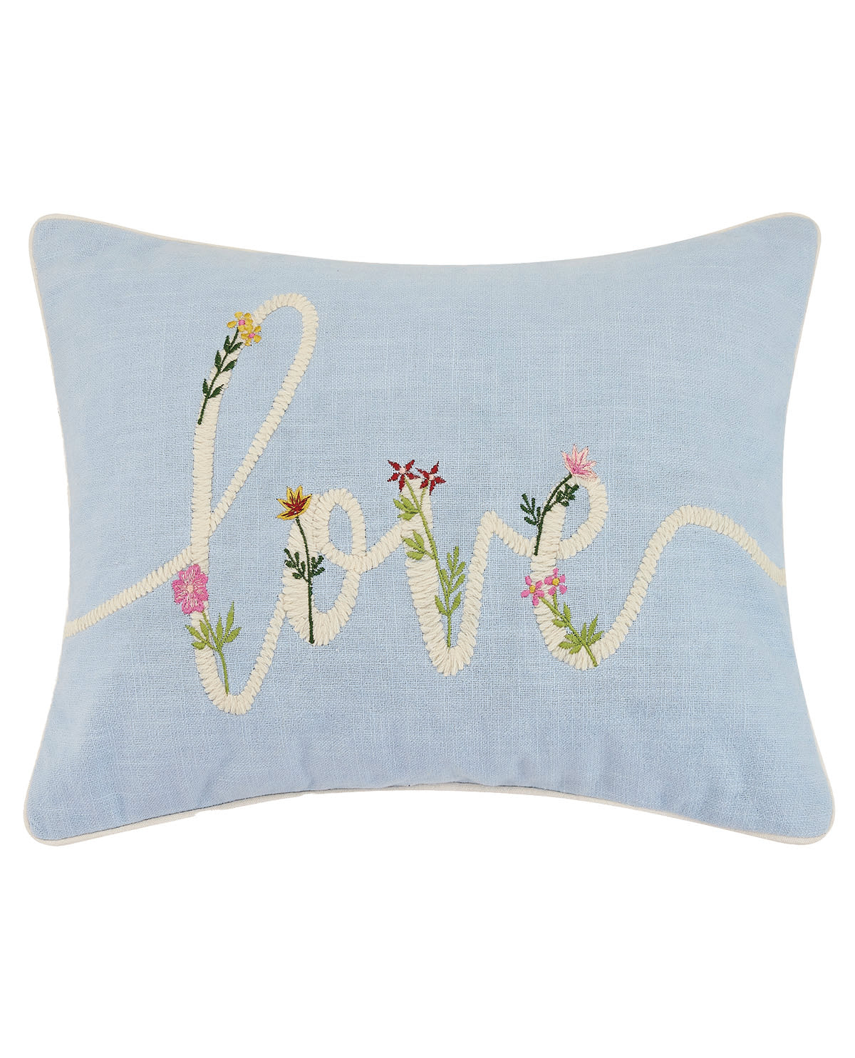 Floral Love Cord Embroidered Pillow