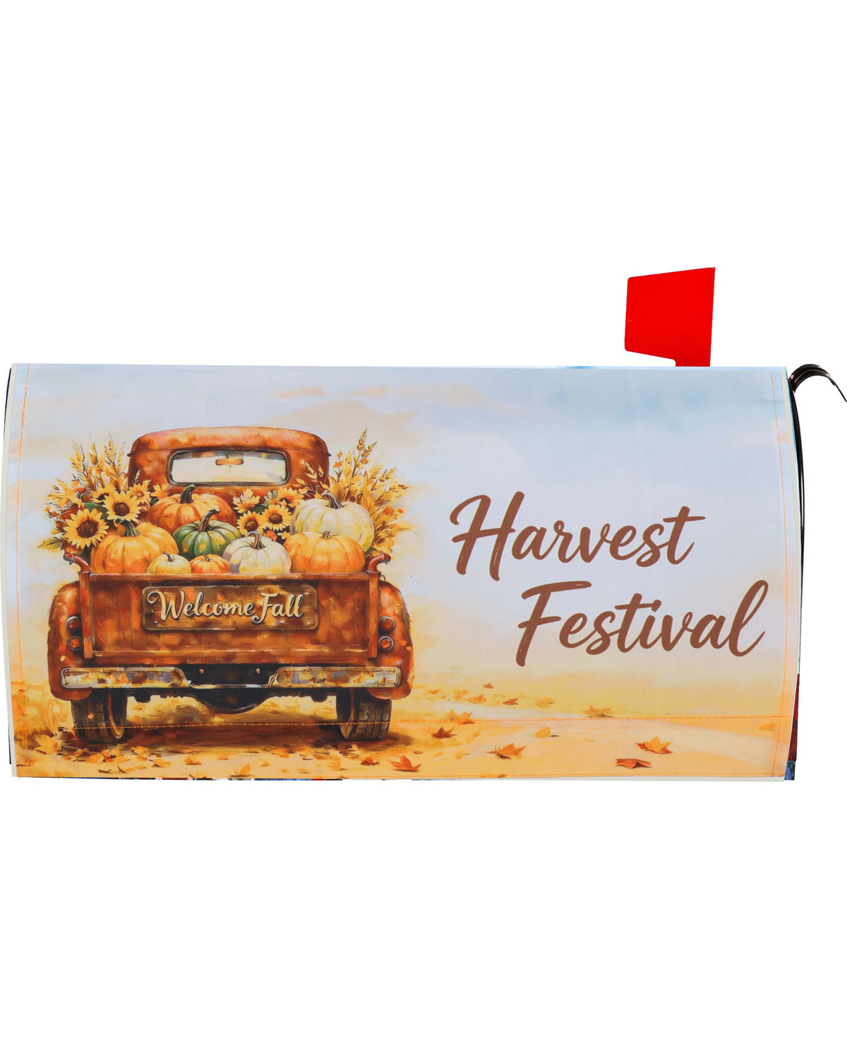 Evergreen Red Fall Truck Mailbox Cover