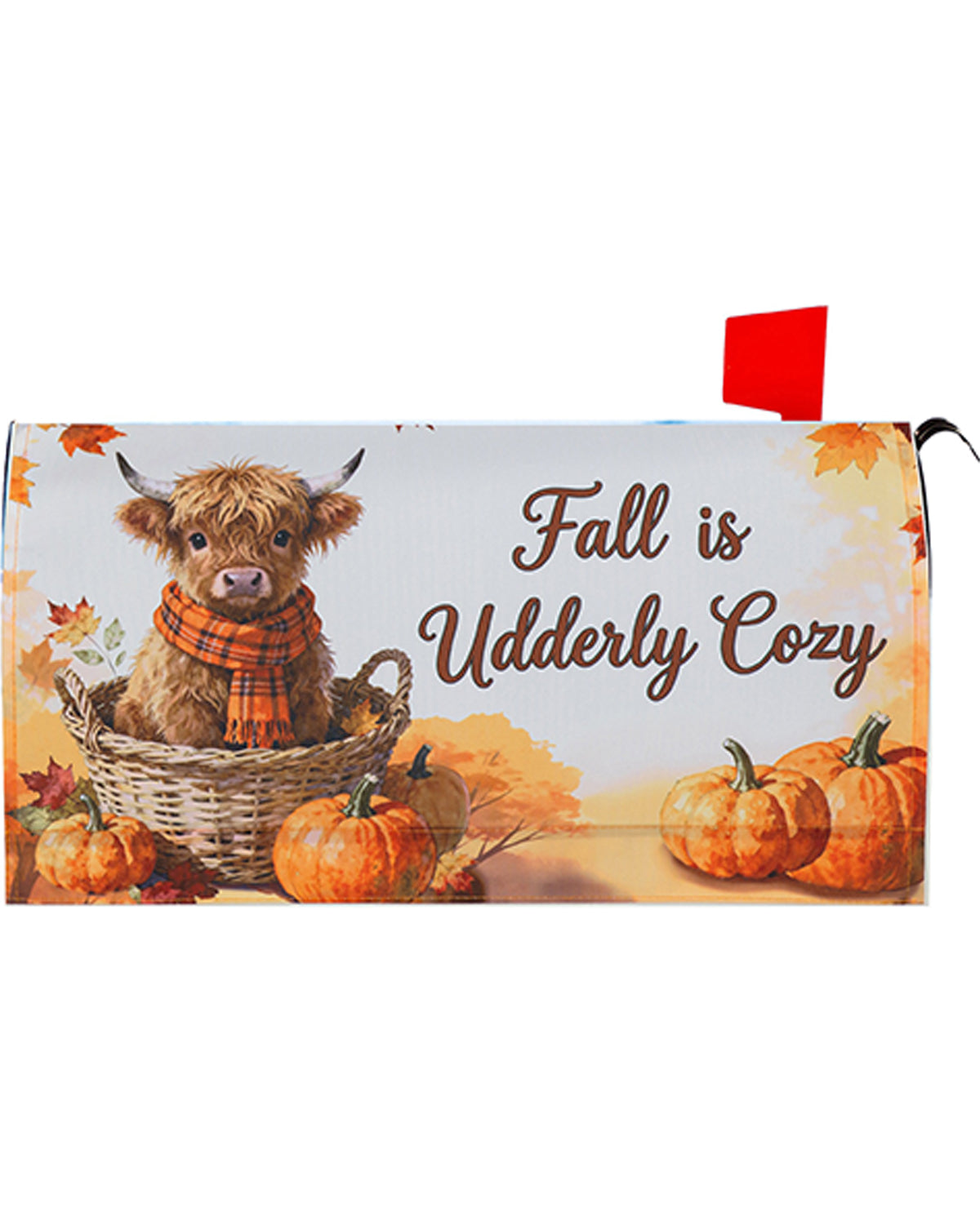 Evergreen Fall Highland Cow Mailbox Cover