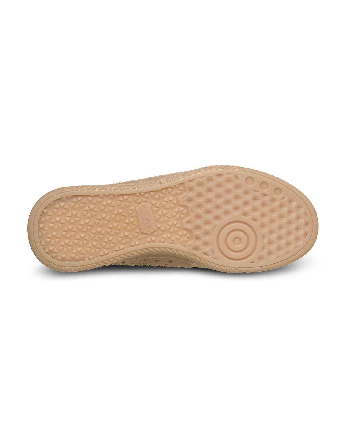 Tan shoe sole with textured pattern on a white background