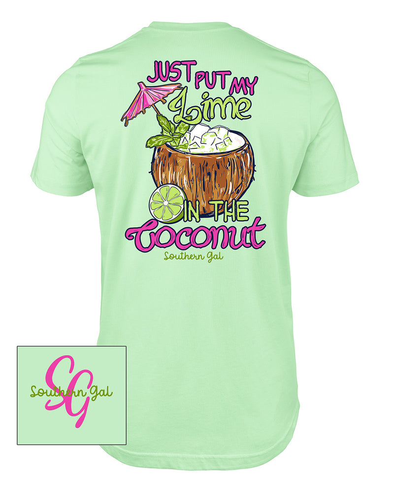 Southern Gal Lime In The Coconut Short Sleeve Screen Tee Mint