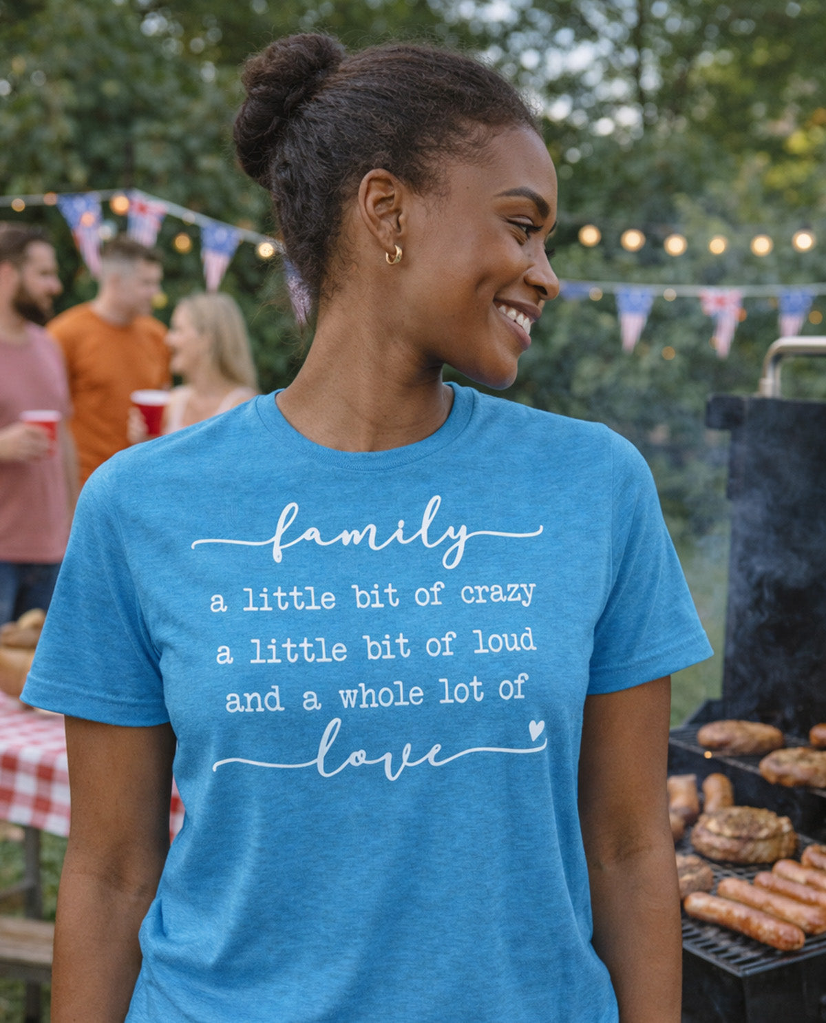 Southern Gal Family Love Short Sleeve Screen Tee Sapphire
