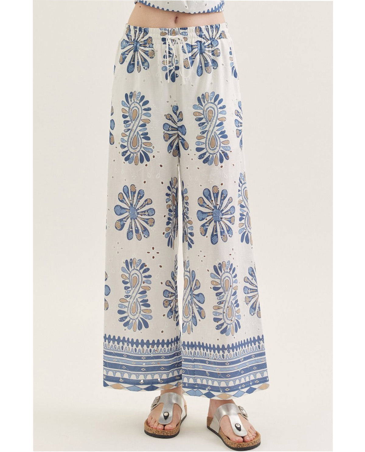 Entro Border Print Soft Pant Blue