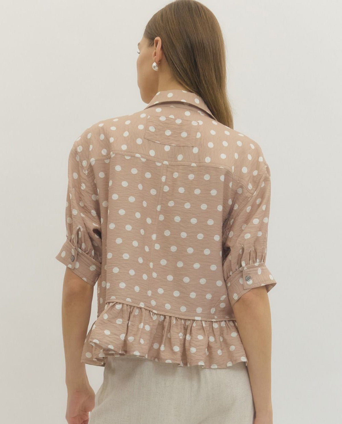 Entro Ruffle Trim Polka Dot Top