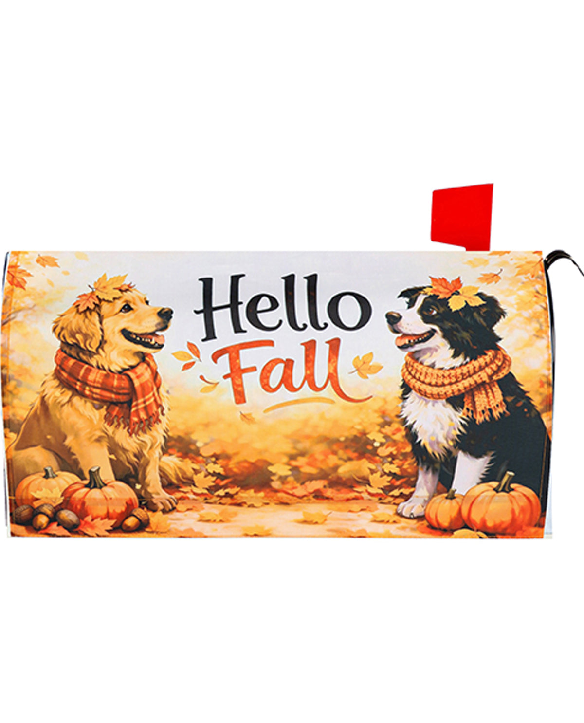 Evergreen Hello Fall Two Dogs Mailbox Cover