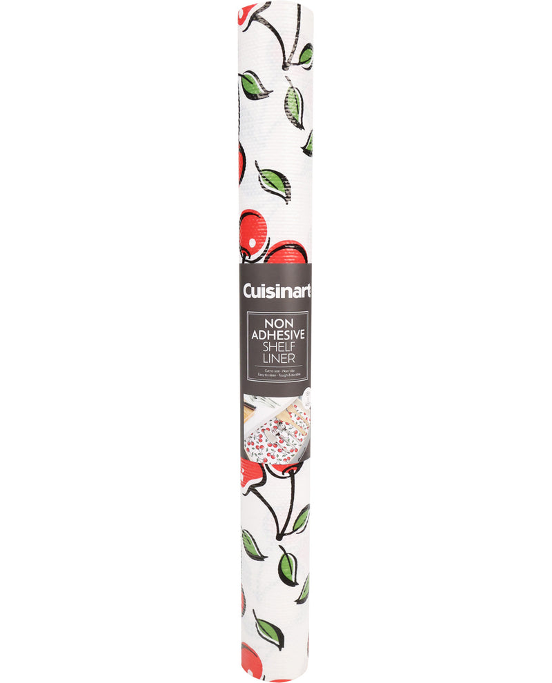 Cuisinart non-adhesive shelf liner with cherry design on a white background