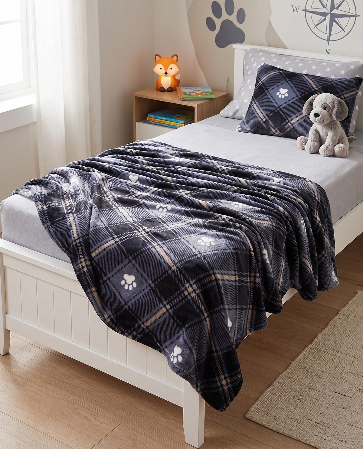 50x70 Plaid & Paws Throw