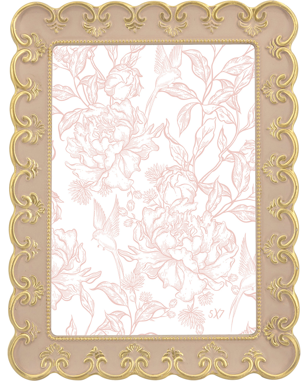 Decorative photo frame with floral design and gold detailing