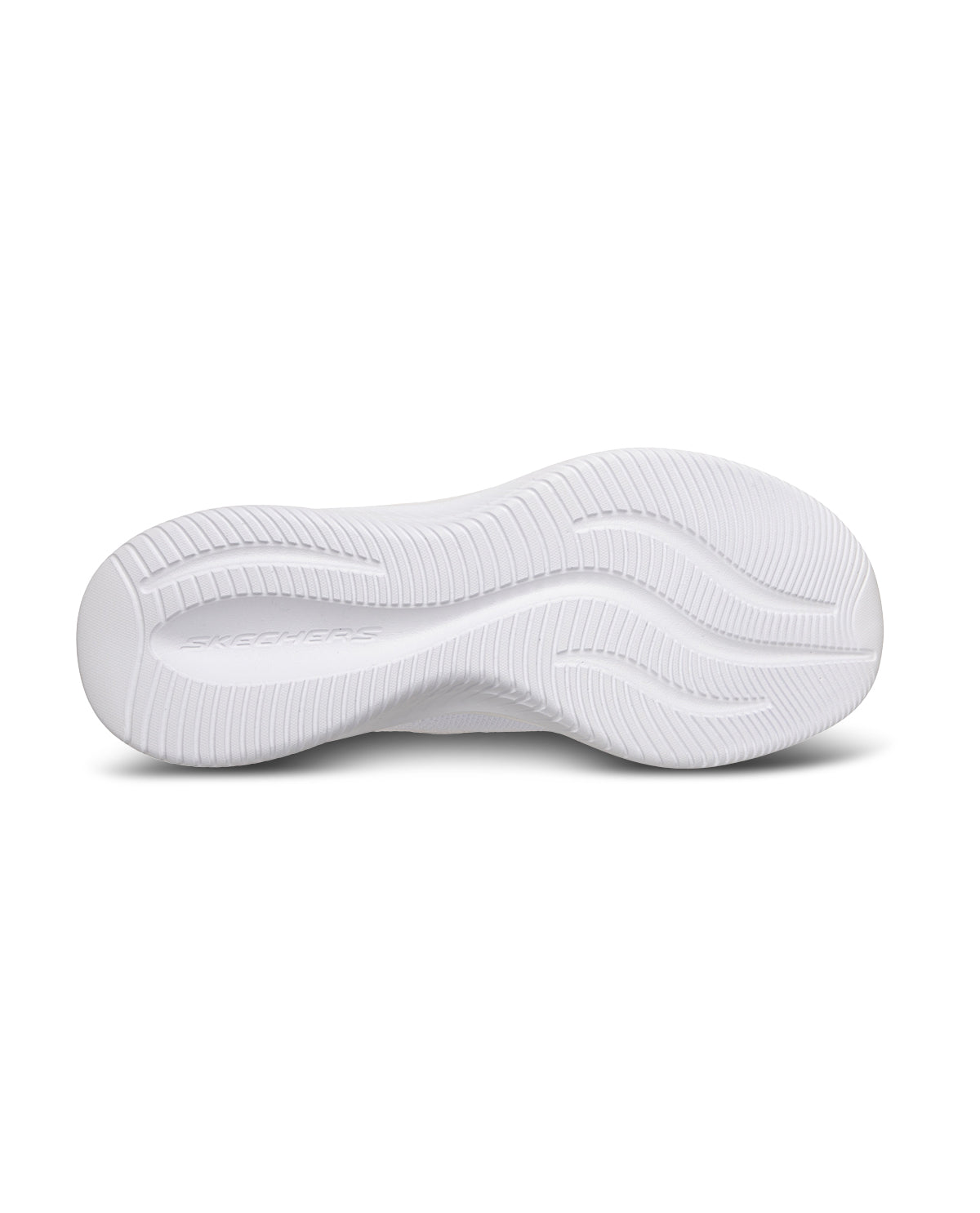 White sneaker bottom-view on a white background