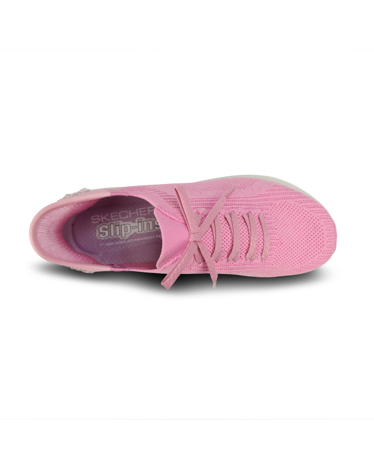A pink Skechers Slip-In sneaker shown from a side profile view against a white background.
