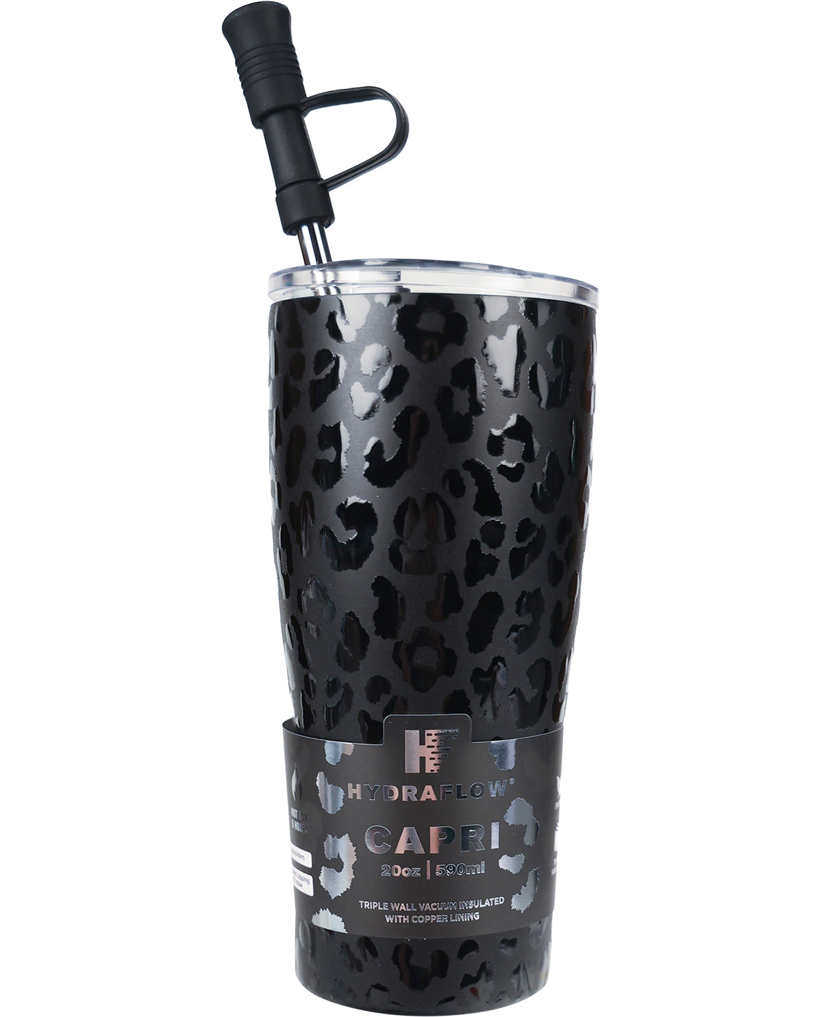 Hydraflow 20oz Cheetah Black Tumbler
