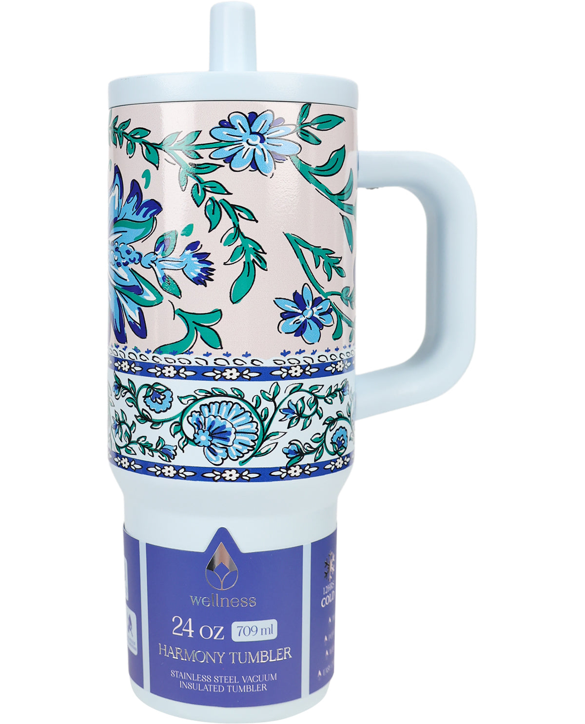 Wellness 24oz Azure Garden Stainless Steel Tumbler