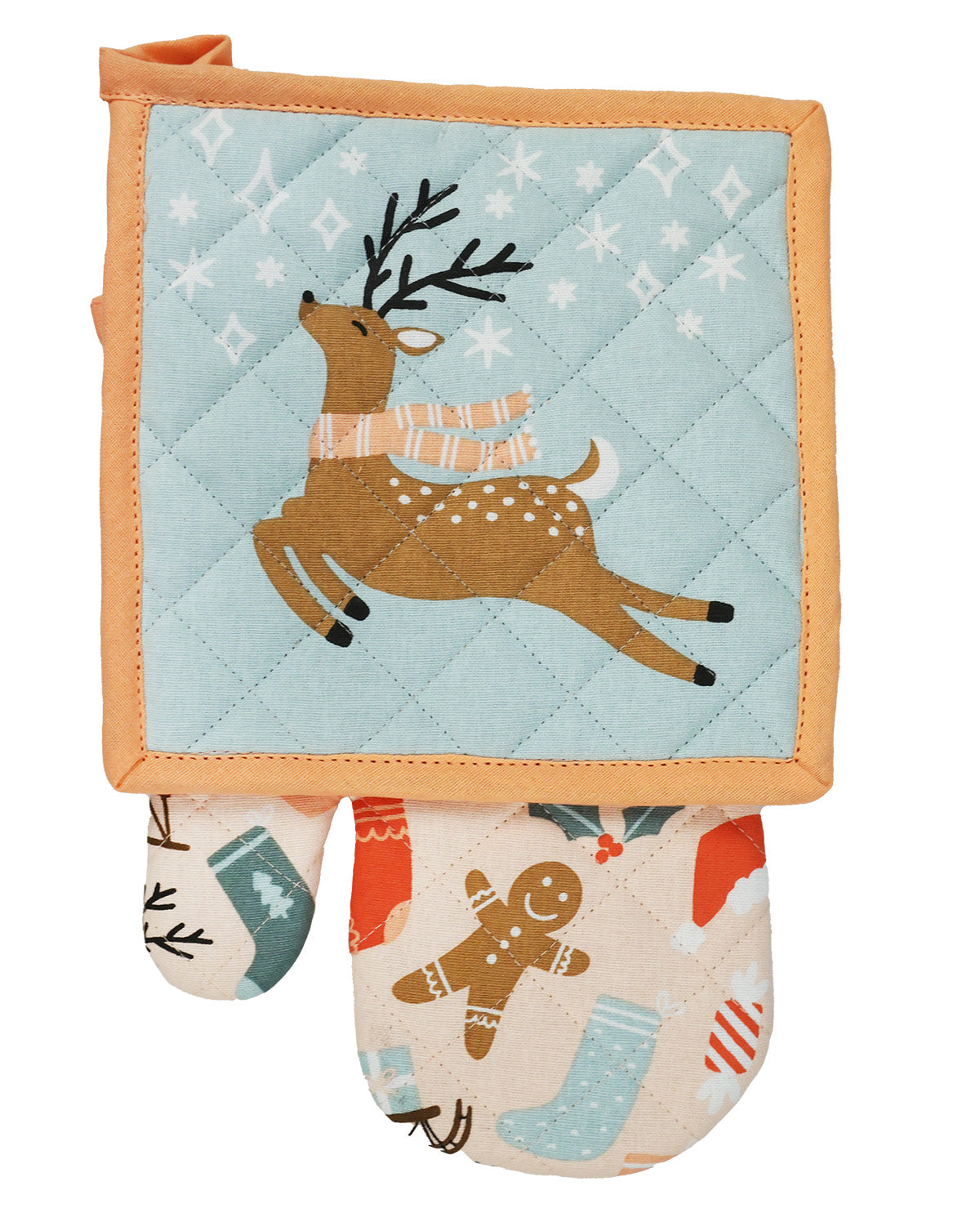 Dancing Deer Oven Mitt, Potholder Set