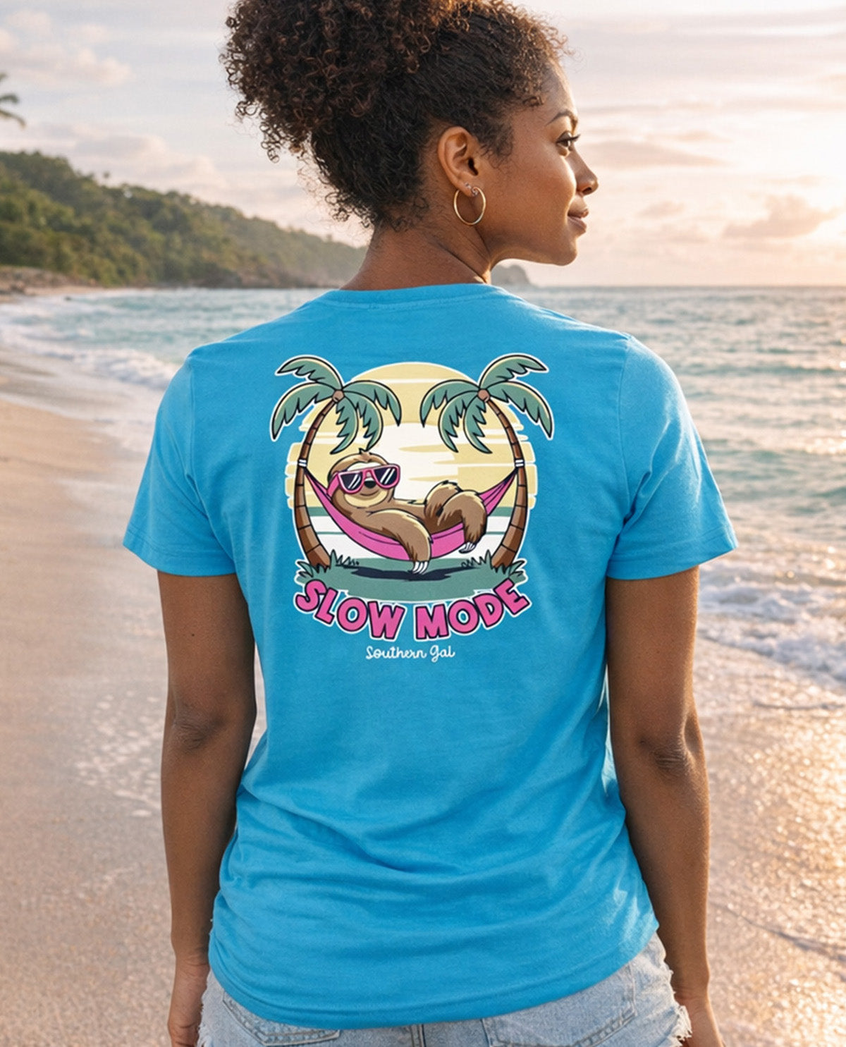 Southern Gal Slow Ride Short Sleeve Screen Tee Sapphire
