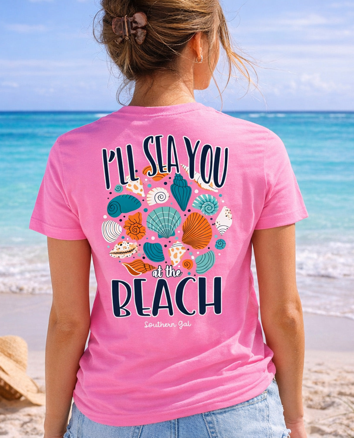 Southern Gal I'll Sea You At The Beach Short Sleeve Screen Tee Azalea