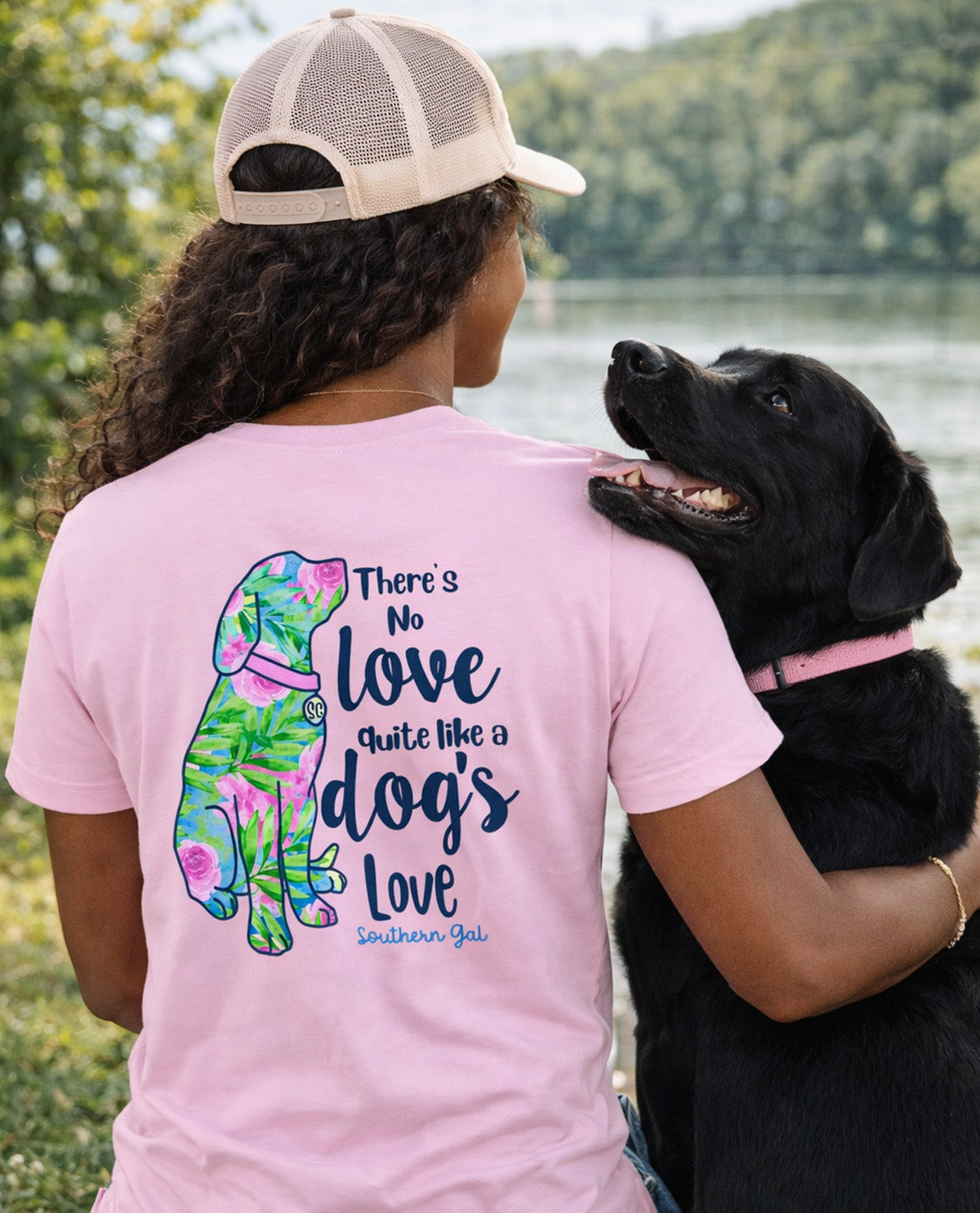 Southern Gal Dog Love Short Sleeve Screen Tee Pink