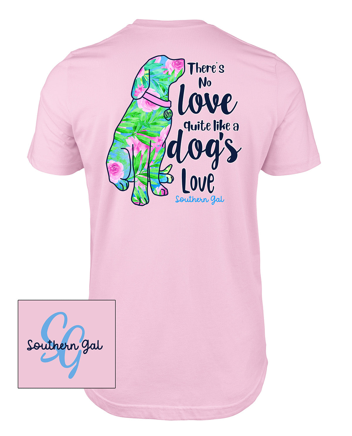 Southern Gal Dog Love Short Sleeve Screen Tee Pink