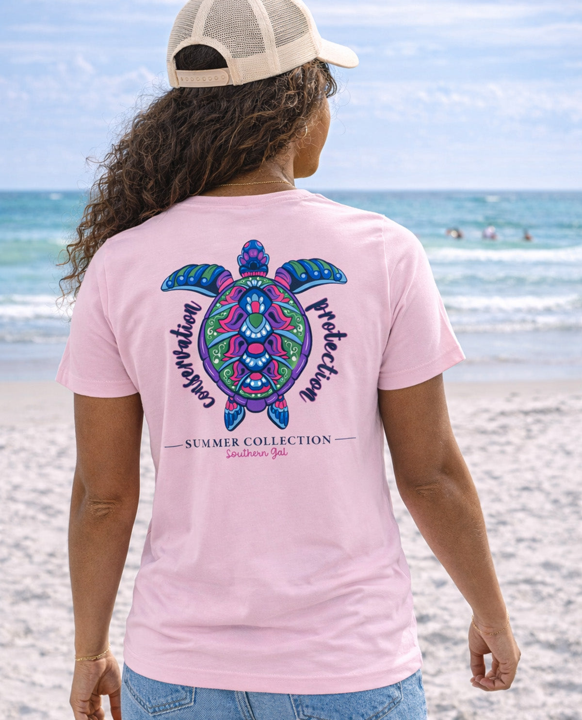 Southern Gal Turtle Short Sleeve Screen Tee Pink