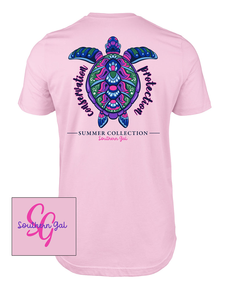 Southern Gal Turtle Short Sleeve Screen Tee Pink