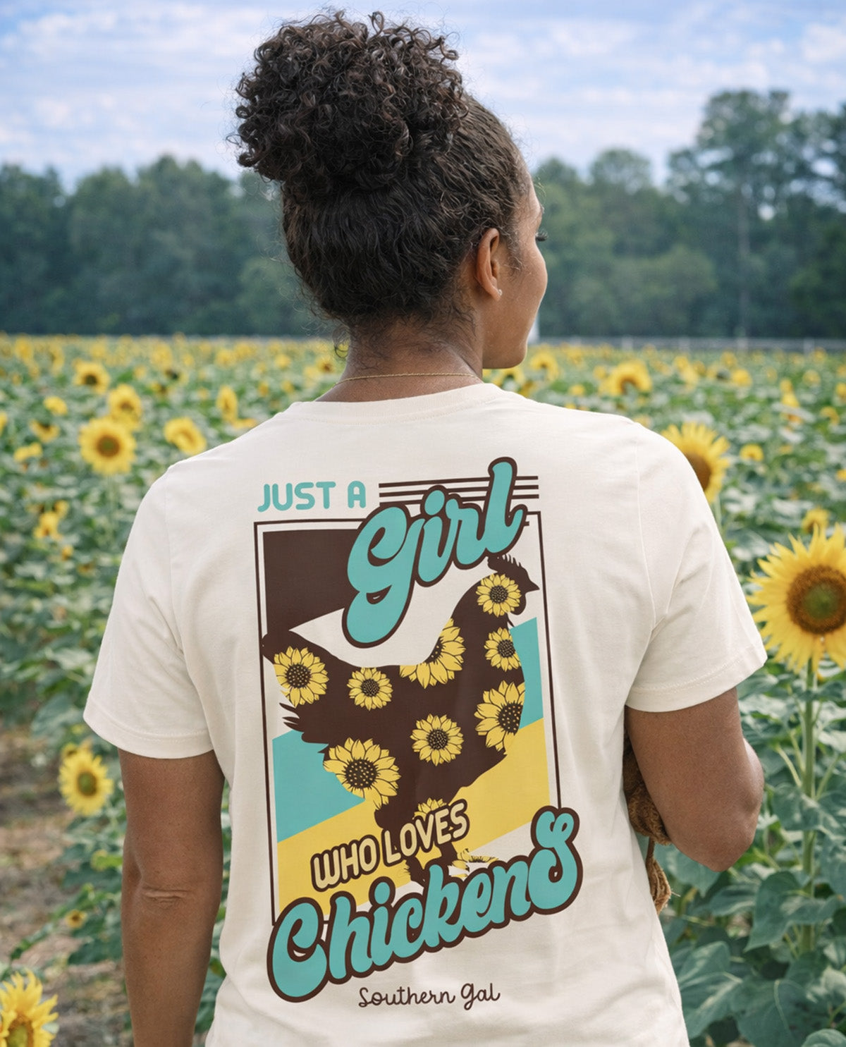 Southern Gal Just A Girl Who Loves Chickens Short Sleeve Screen Tee Natural