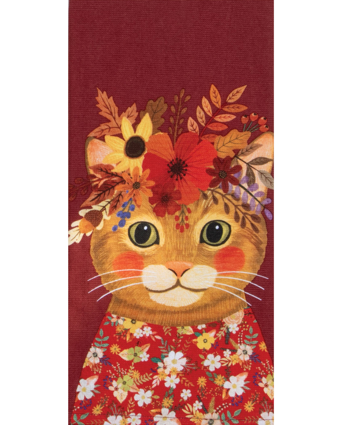 Kay Dee Designs Fall Flower Cat Kitchen Towel