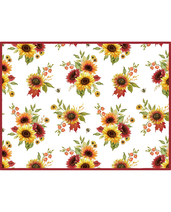 Floral pattern with sunflowers on a white background