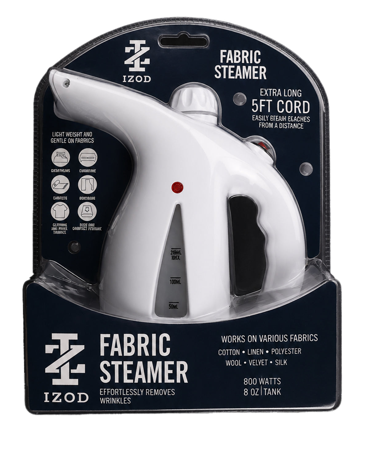Fabric steamer in packaging with IZOD branding