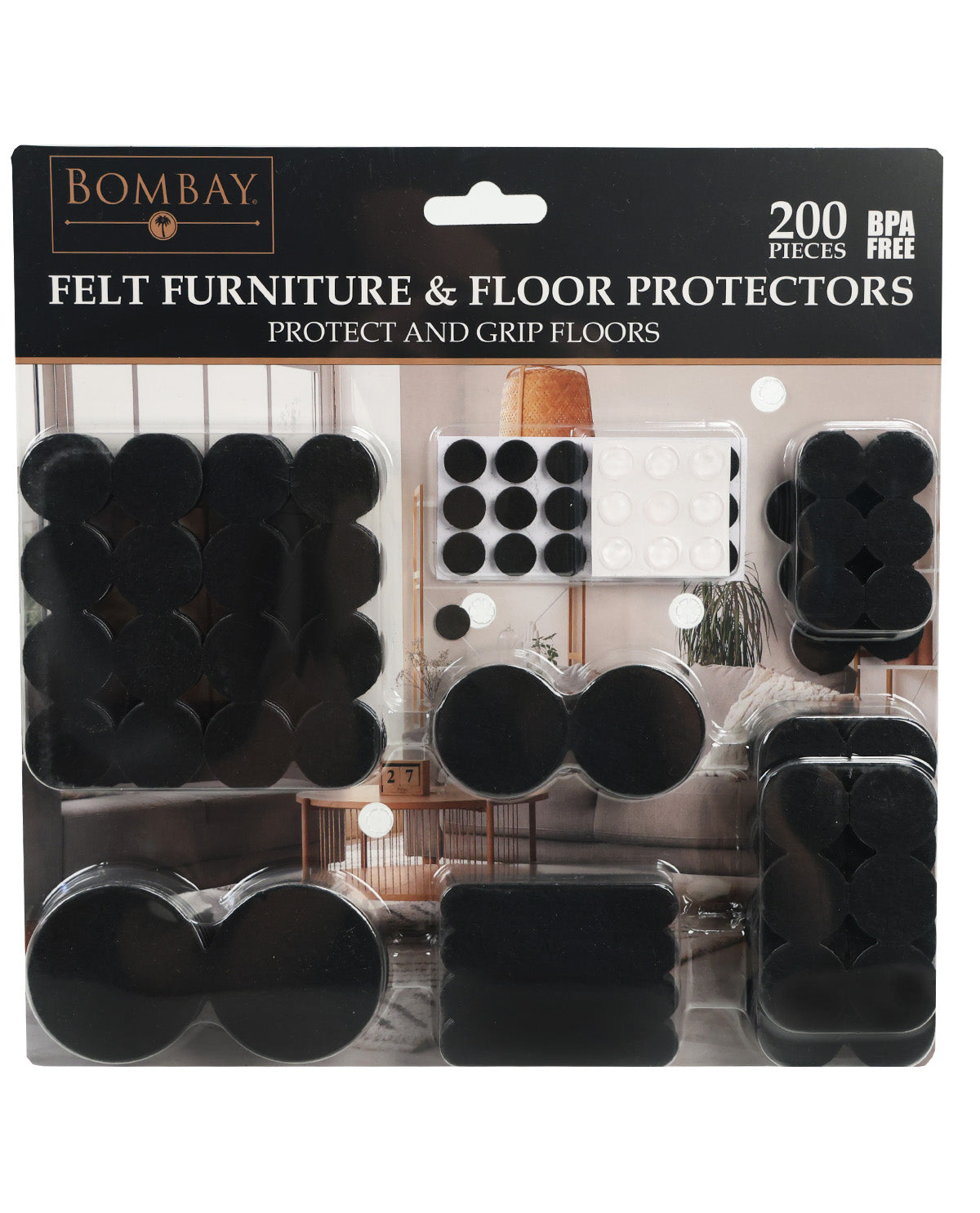 Bombay 220 Piece Black Furniture Pads