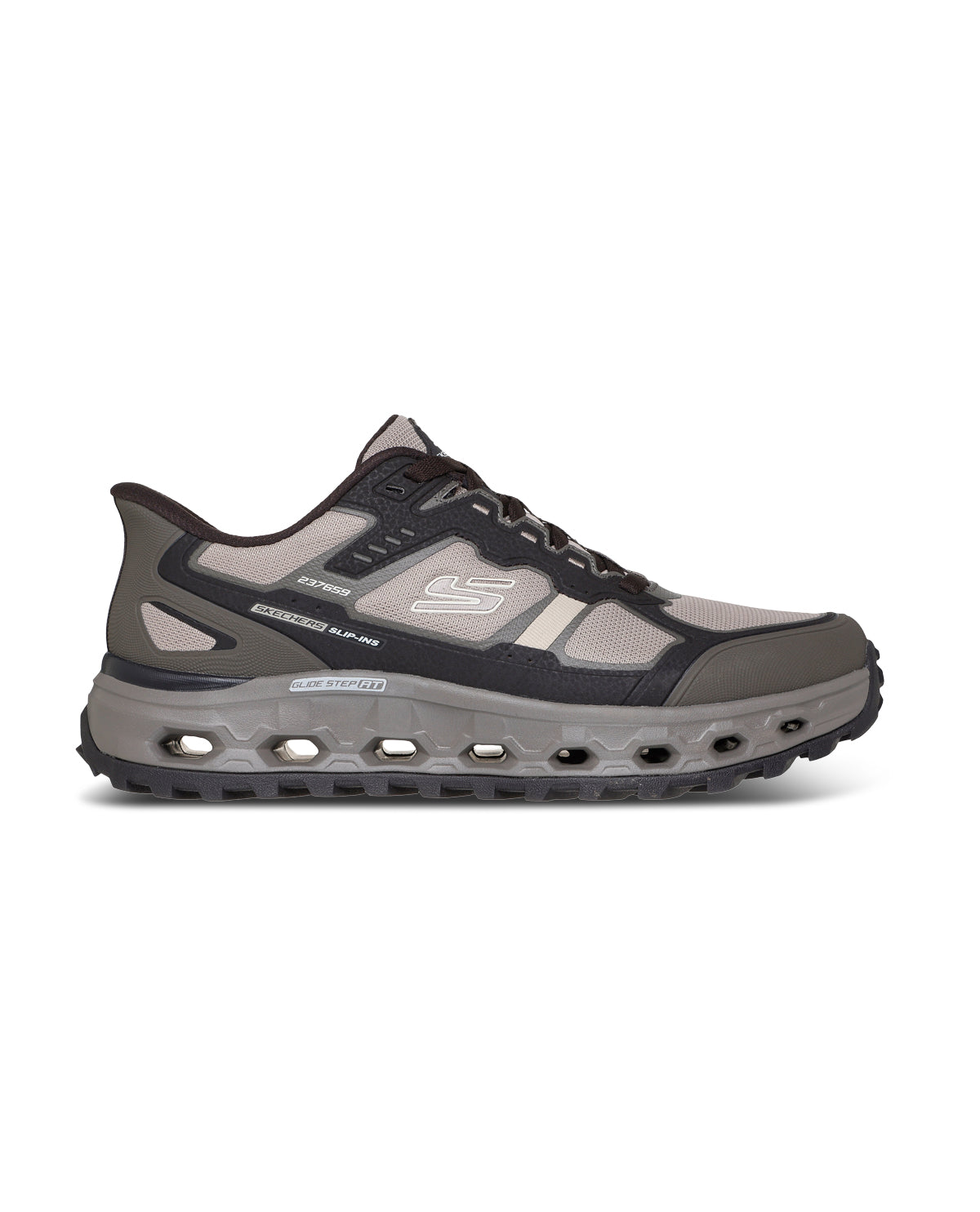 Light gray sneaker with textured design on a white background