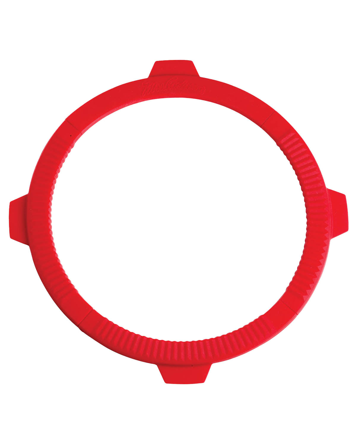 Red silicone baking ring on a white background