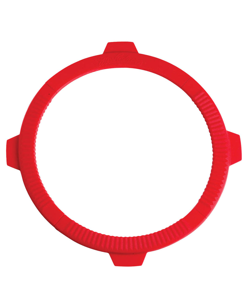 Red silicone baking ring on a white background