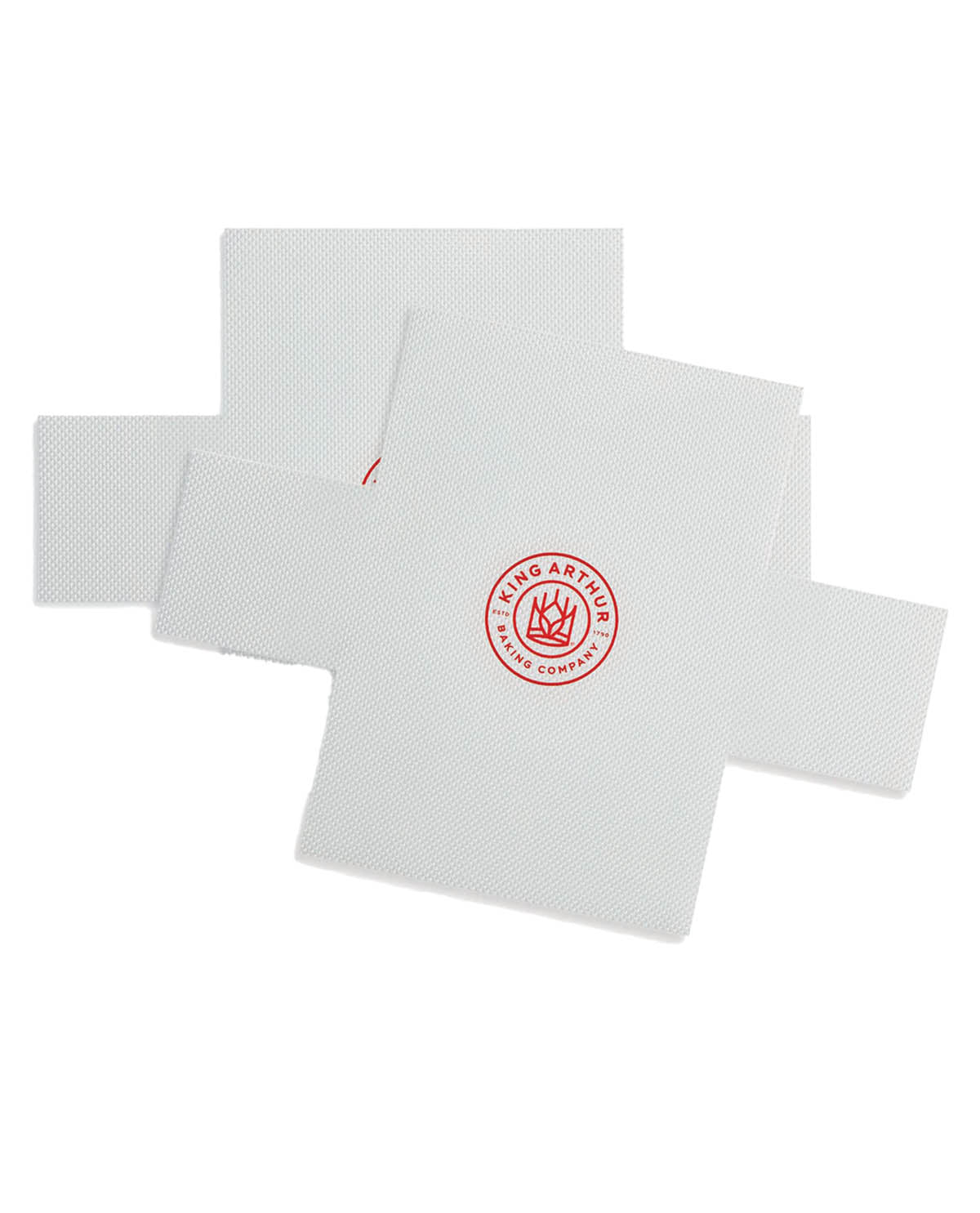 White napkins with a red logo on a white background