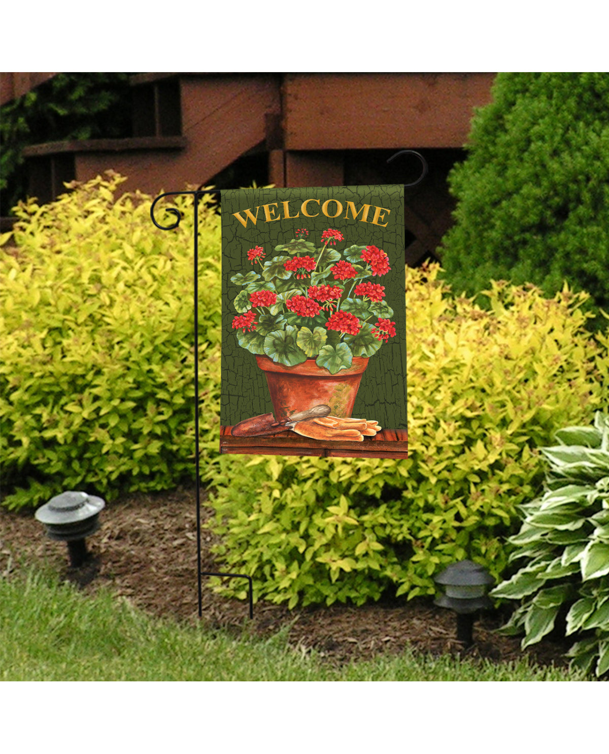 Potted Geraniums Garden Flag
