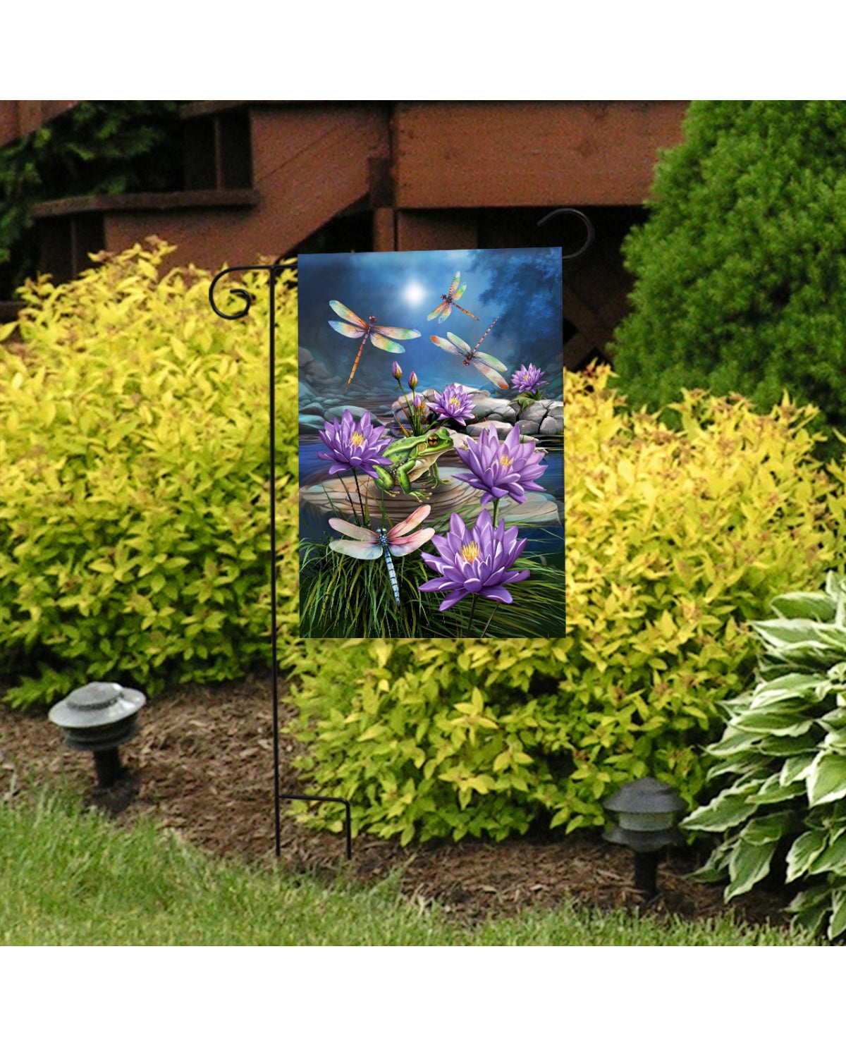Dragonflies And Frog Garden Flag