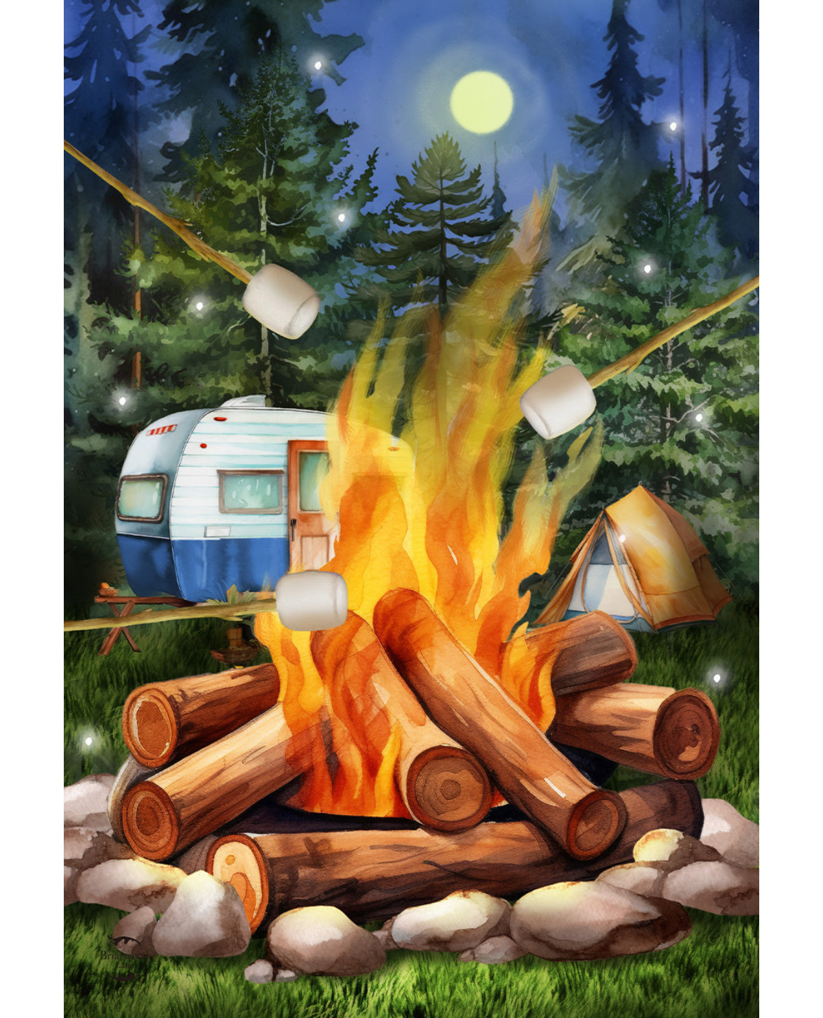 Roasting Marshmallows Garden Flag