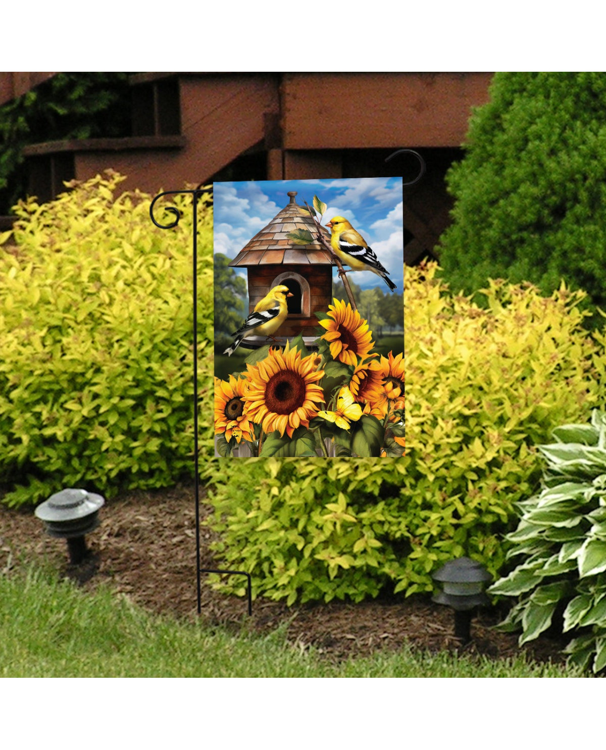 Goldfinches And Sunflowers Garden Flag