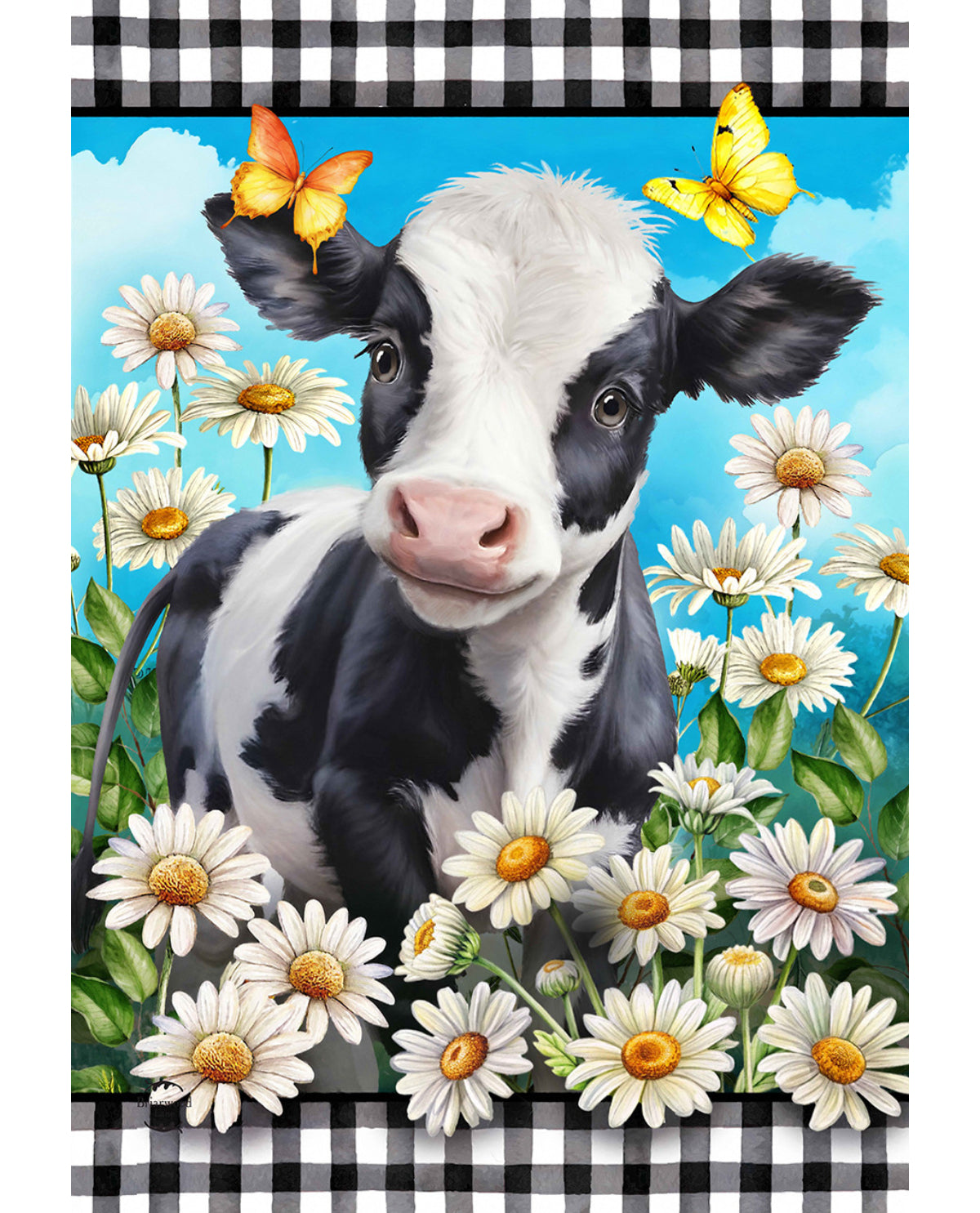 Checkered Cow Garden Flag