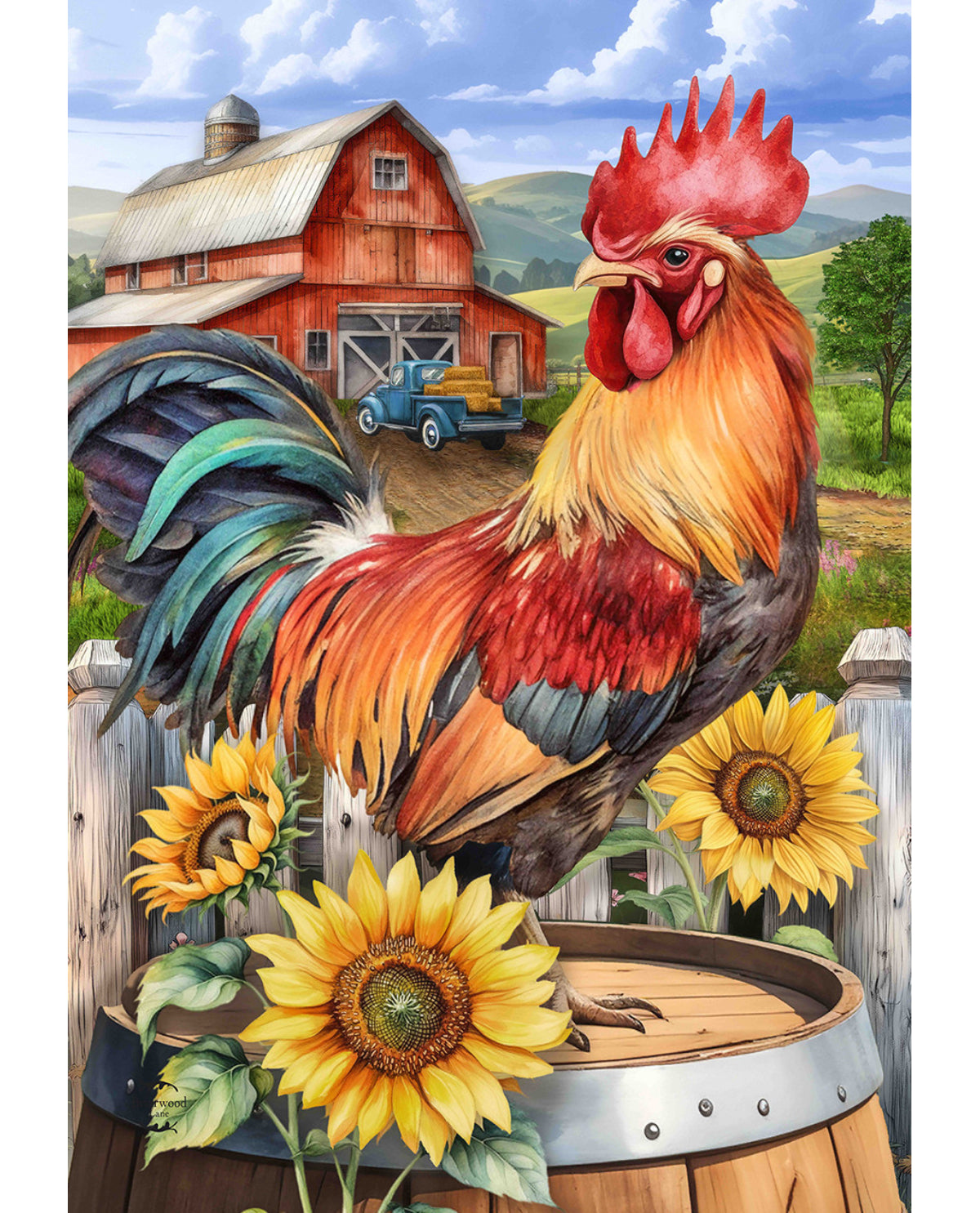 Farmyard Rooster Garden Flag