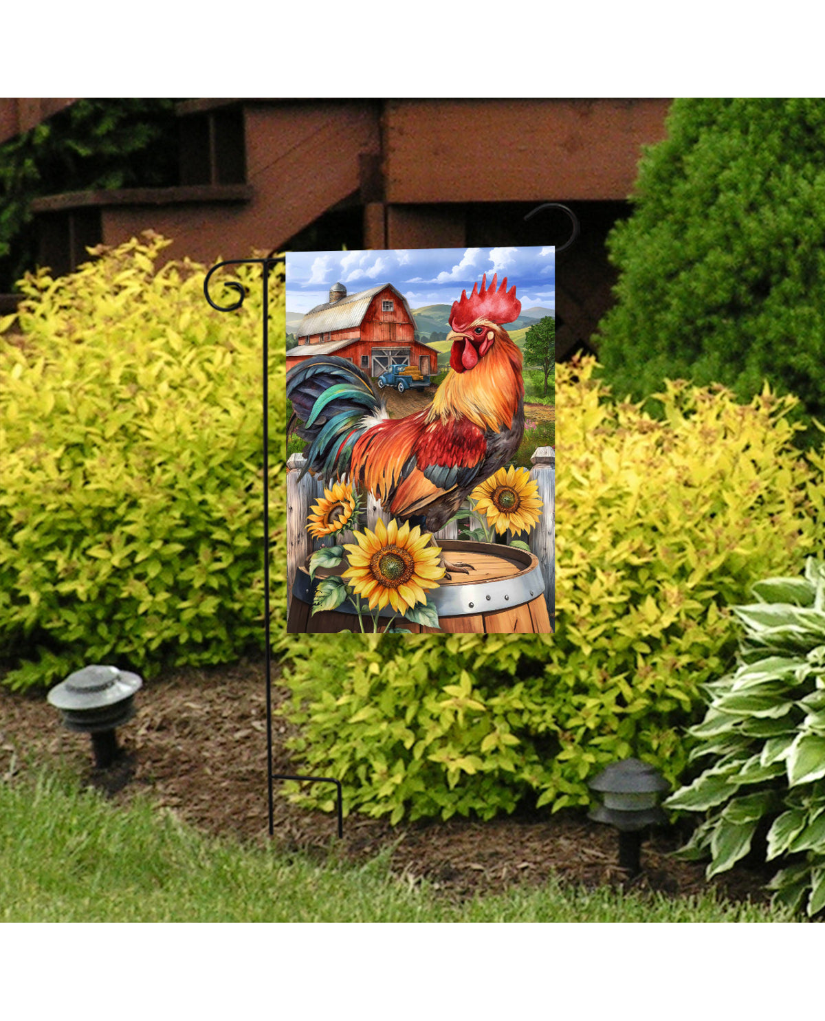Farmyard Rooster Garden Flag