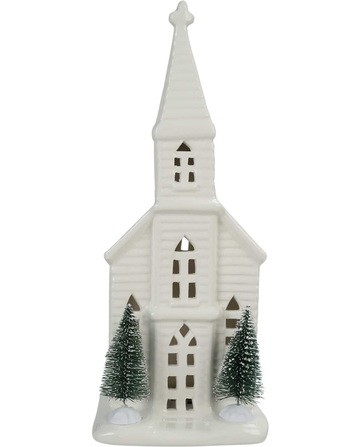 Lighted Church With Trees