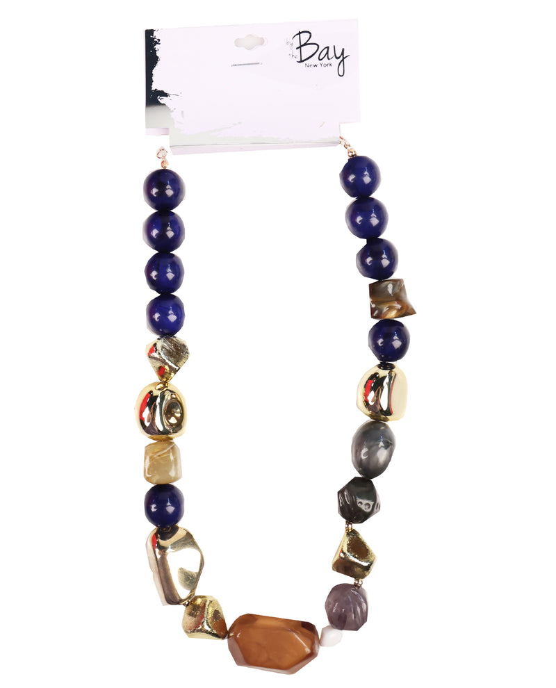 By The Bay Multi Beaded Necklace Blue