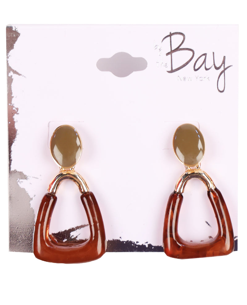 By The Bay Geometric Hoop Earrings Brown