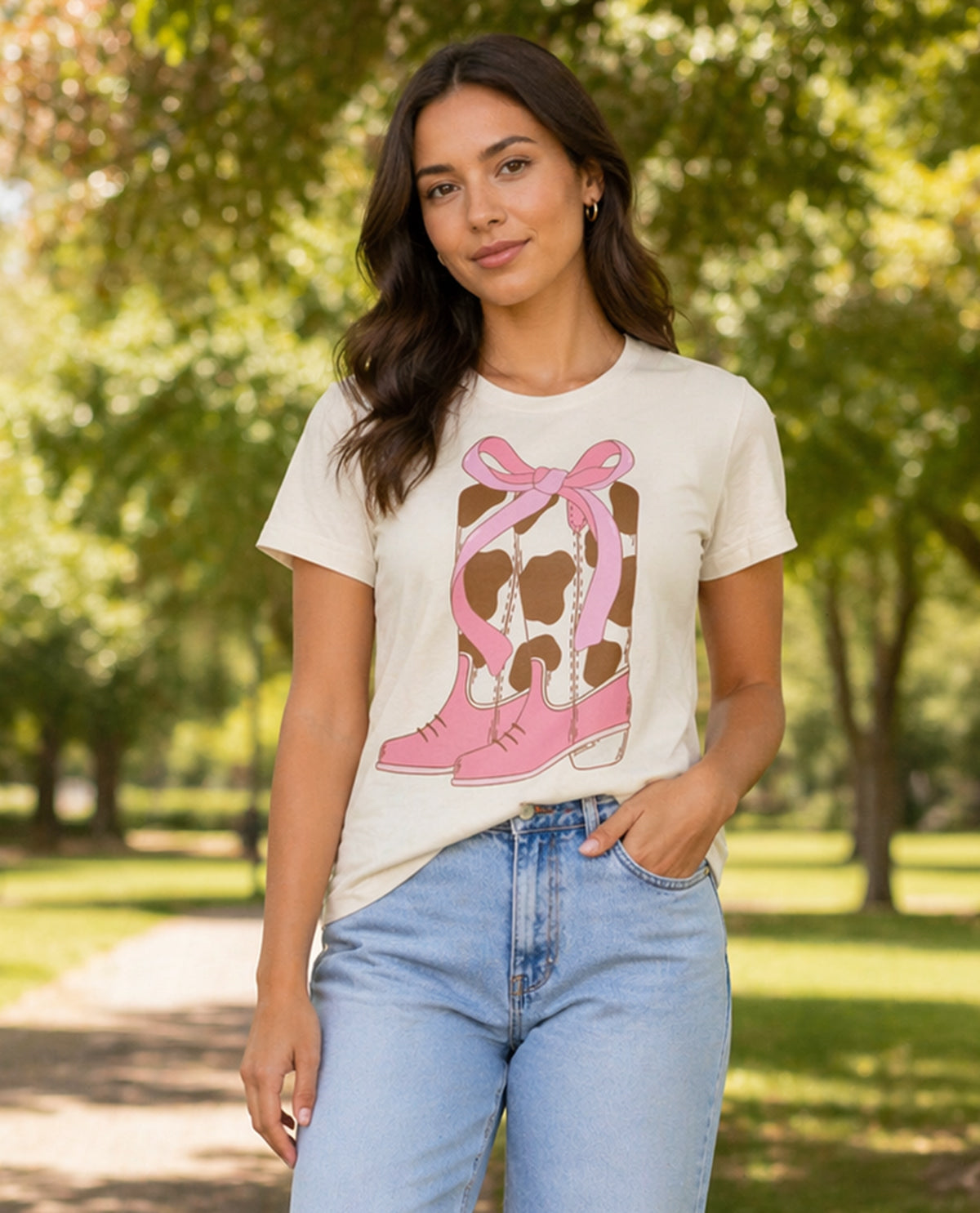 Hide Boots Short Sleeve Screen Tee Natural