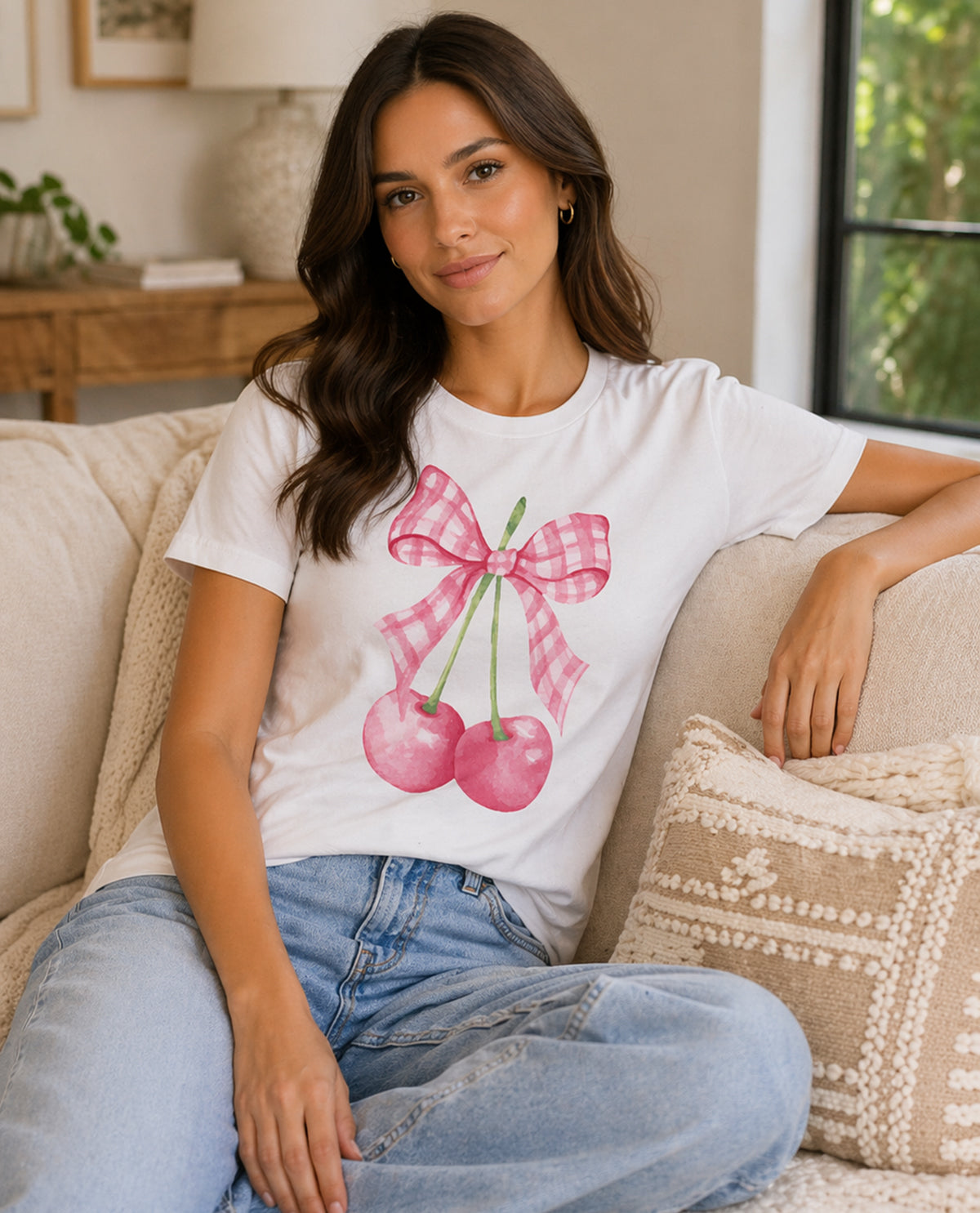Cherry Short Sleeve Screen Tee White