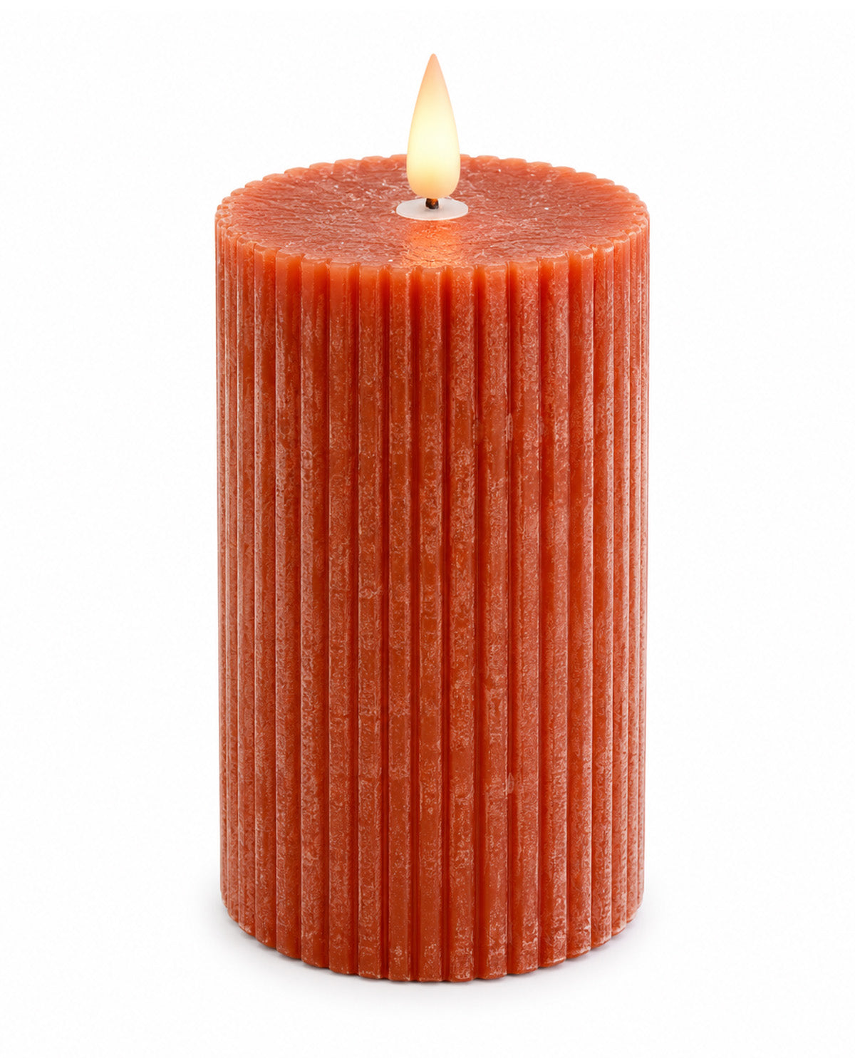 4" Orange Ridged Led Candle