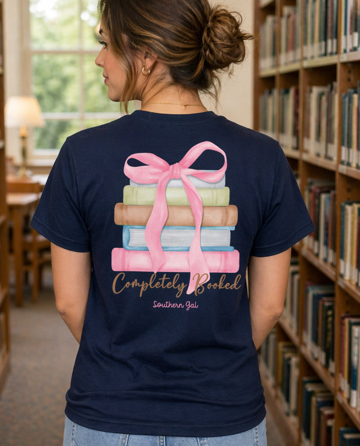 Southern Gal Booked Short Sleeve Screen Tee Navy