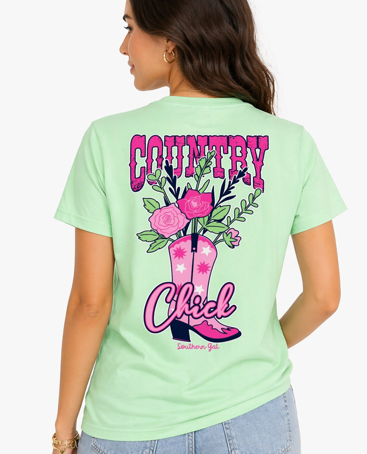 Southern Gal Country Chick Short Sleeve screen Tee Mint