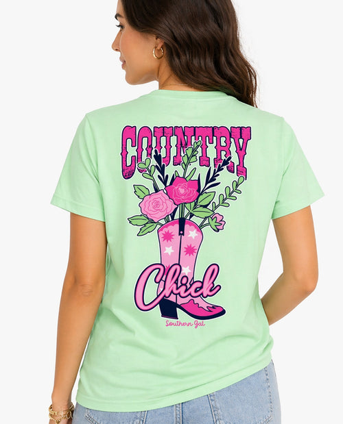 Southern Gal Country Chick Short Sleeve screen Tee Mint